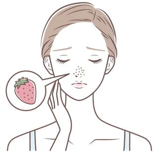毛穴を気にする女性のイラスト
