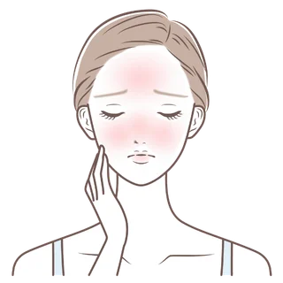 赤みを気にする女性のイラスト